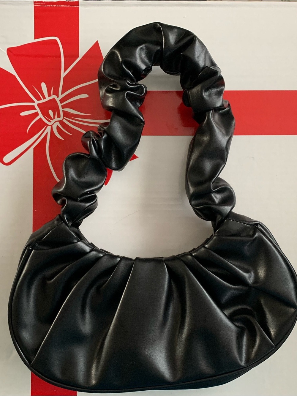 a new day Black Ruched Shoulder Bag with Scrunch Handle
